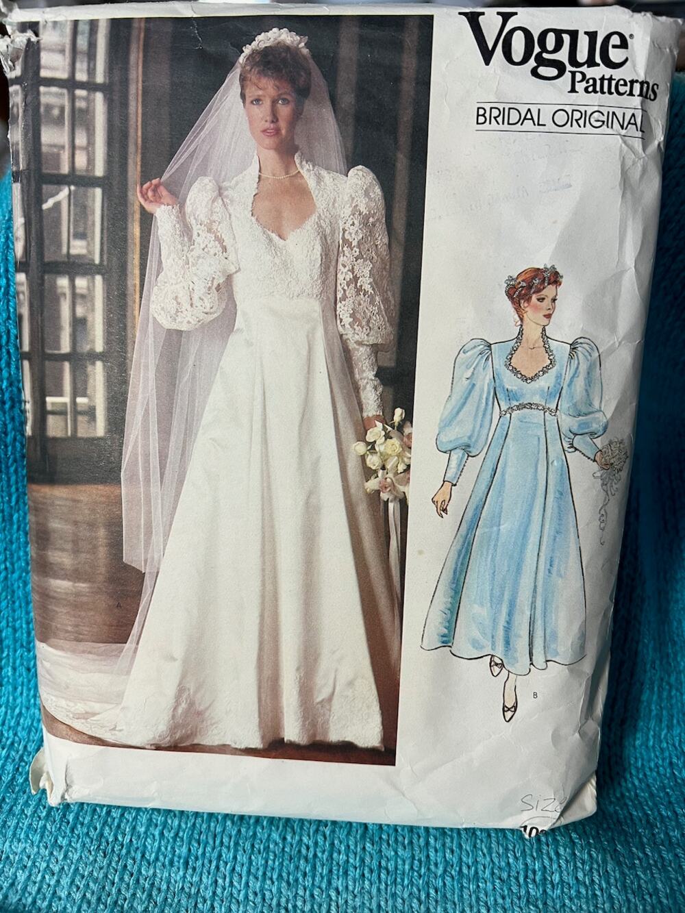 Vogue sewing pattern 1091 formal wedding dress leg of mutton puff sleeves sz 13
